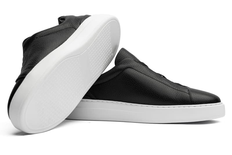 Black genuine leather sneakers