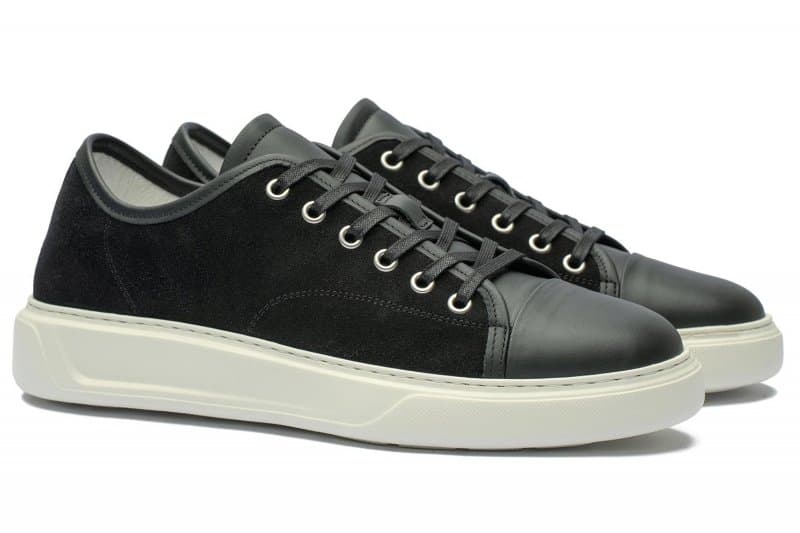 Black leather and suede sneakers