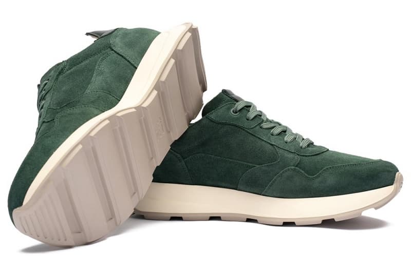 Green suede sneakers