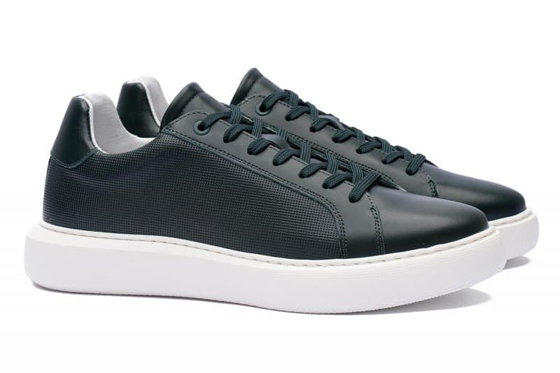 Green natural leather sneakers