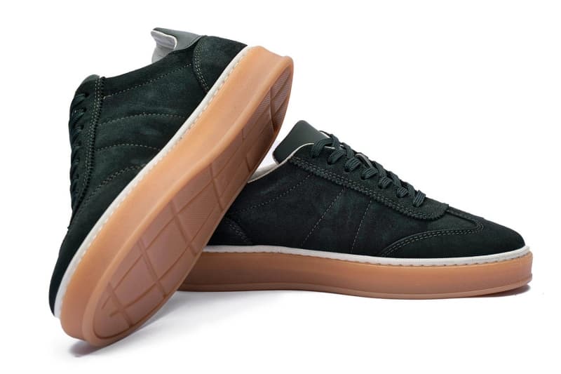 Green suede sneakers