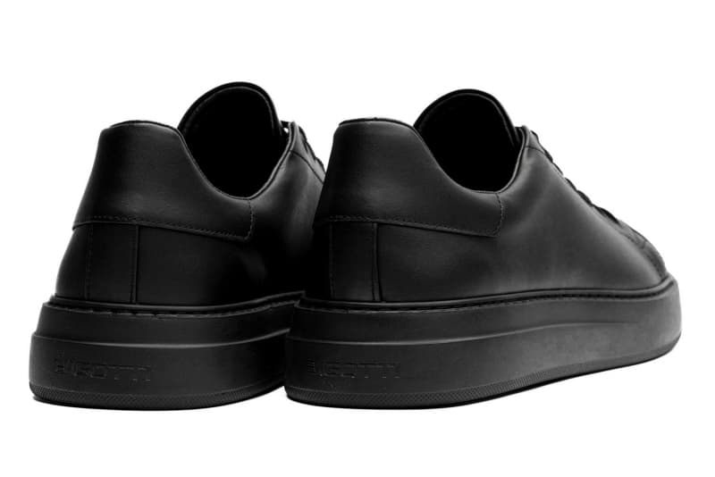 Black genuine leather sneakers