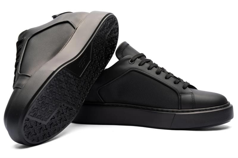 Black genuine leather sneakers