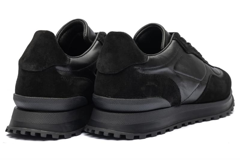 Black genuine leather sneakers