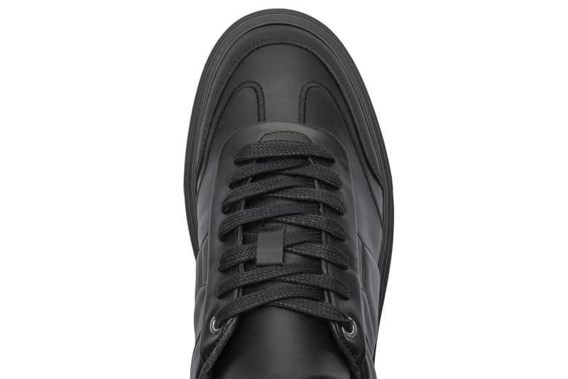 Black genuine leather sneakers