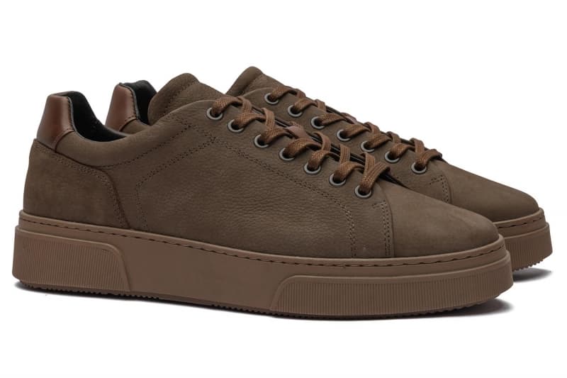 Brown Nubuck Leather Sneakers