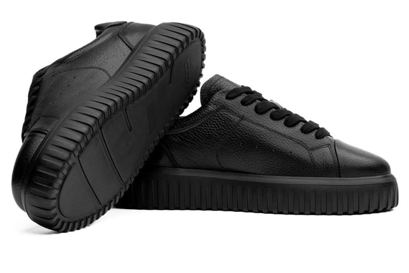 Black genuine leather sneakers