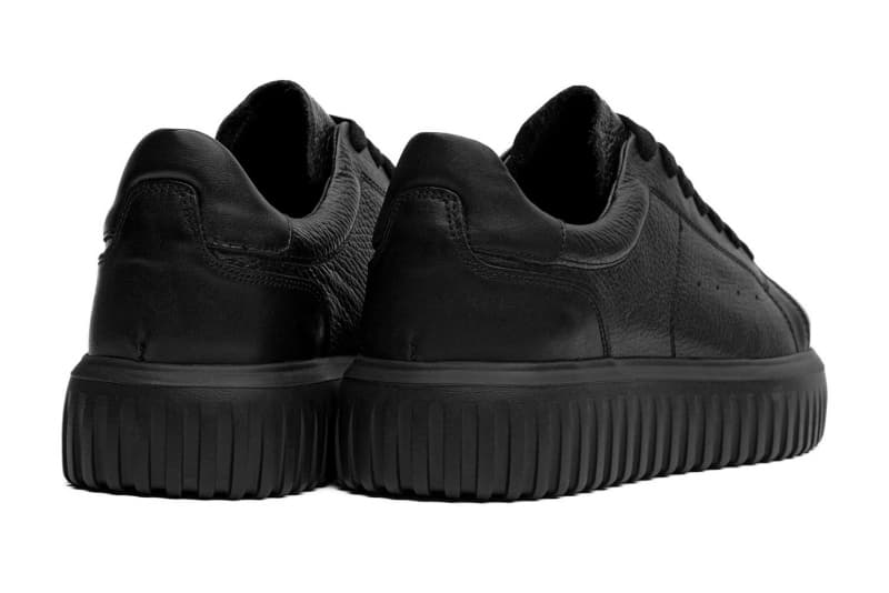 Black genuine leather sneakers