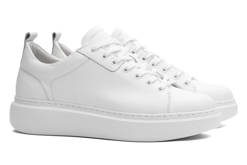 White natural leather sneakers