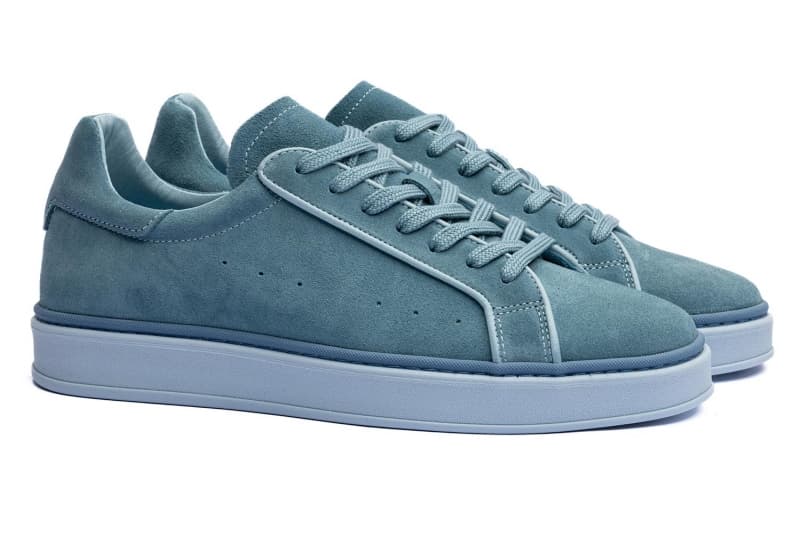 Blue suede sneakers